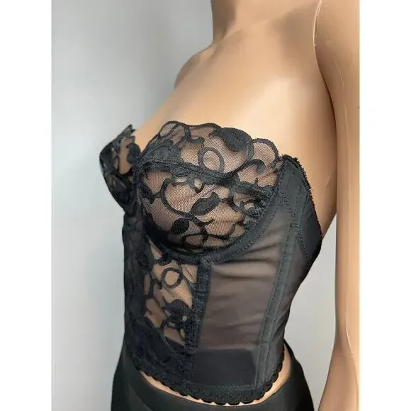 Vintage Victoria Secret Black Lace Corset Size 34C Gold Label - Picture 7 of 10